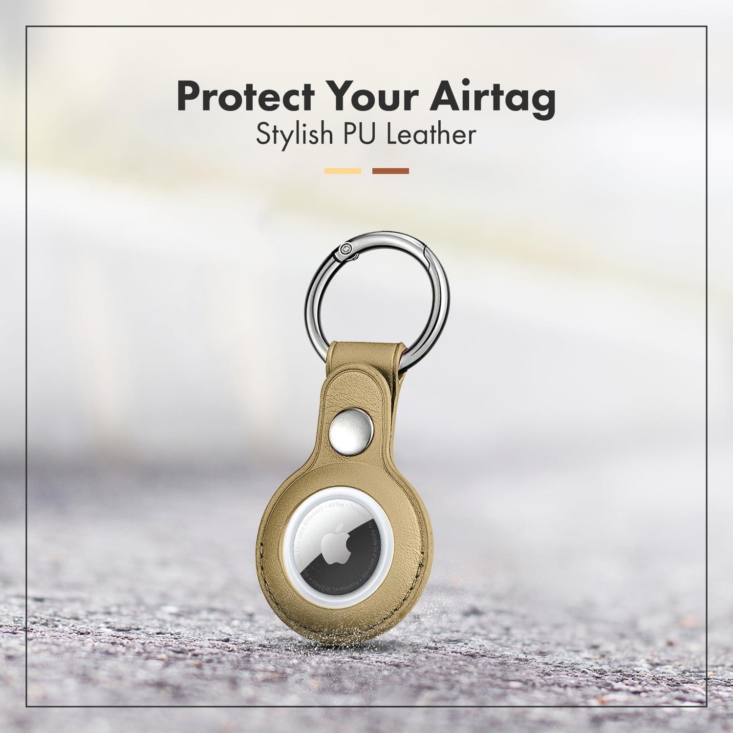Llavero de cuero para Airtag HOMEQUE - 2 unidades Marrón y Dorado