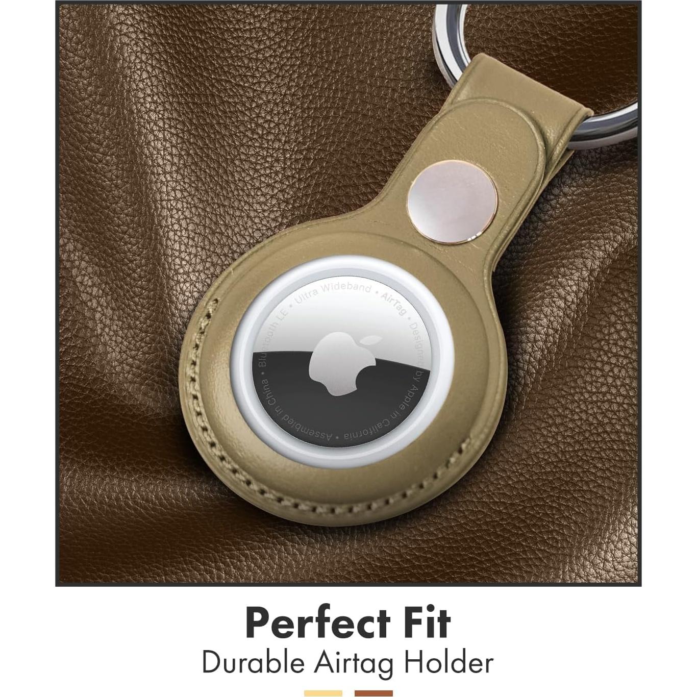 Llavero de cuero para Airtag HOMEQUE - 2 unidades Marrón y Dorado