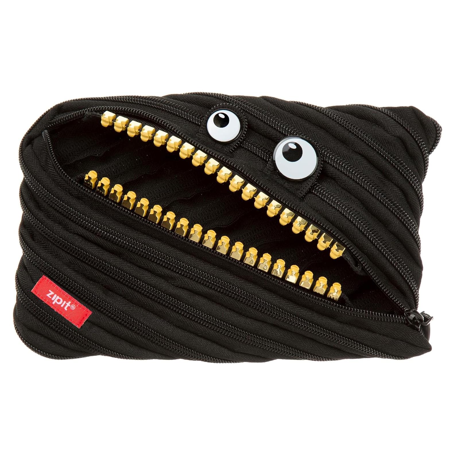 Estuche Jumbo ZIPIT Grillz Negro para Lápices y Accesorios