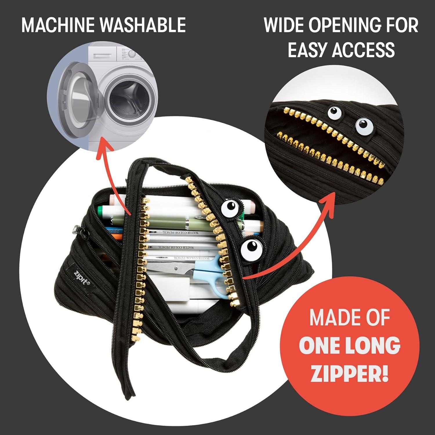 Estuche Jumbo ZIPIT Grillz Negro para Lápices y Accesorios