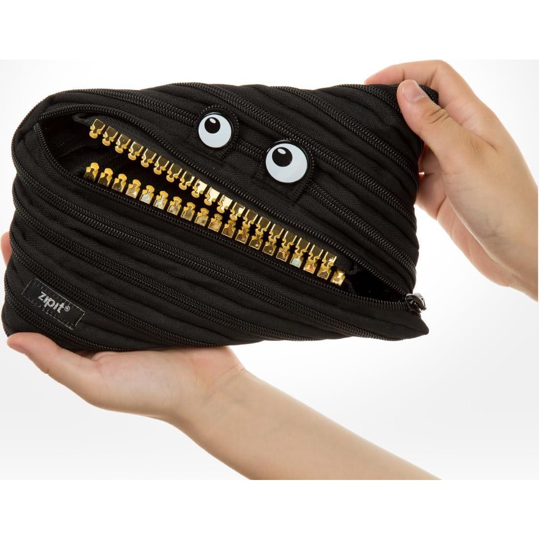 Estuche Jumbo ZIPIT Grillz Negro para Lápices y Accesorios