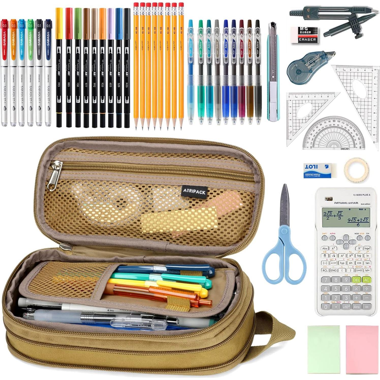 Estuche de Lápices Atripack Marrón Gran Capacidad 22x10cm