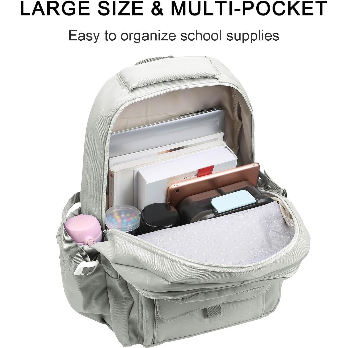 Mochila Escolar Phaoullzon Beige 21.73L para Niñas