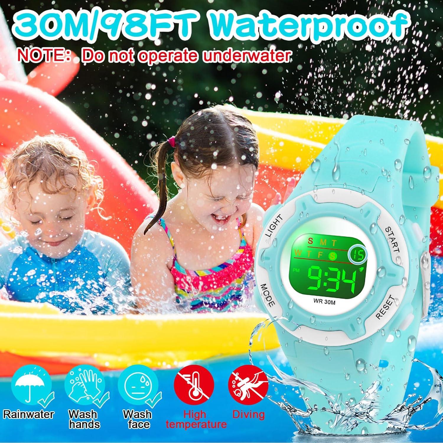 Reloj Digital Infantil DTKID 30M Impermeable 7 Luces