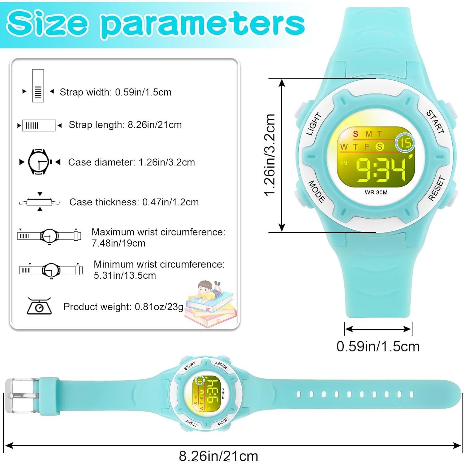 Reloj Digital Infantil DTKID 30M Impermeable 7 Luces