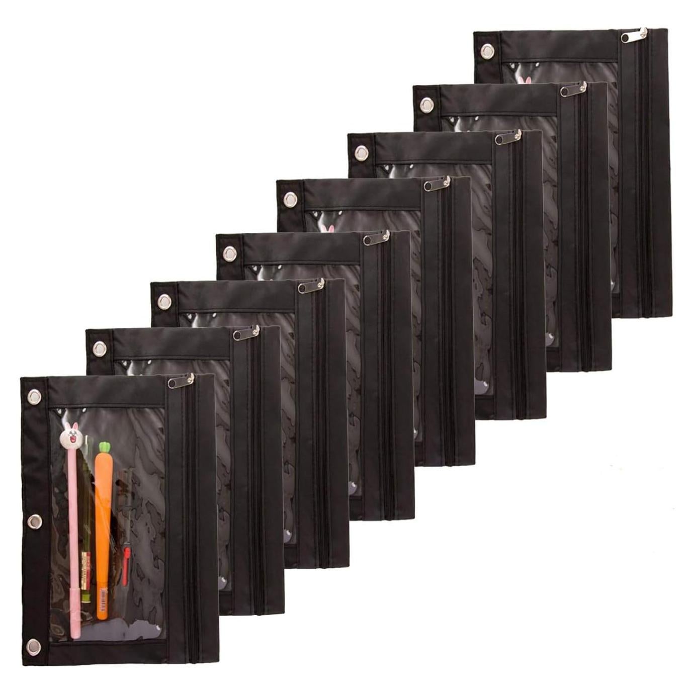 Funda de Lápiz SdeFe 3 Anillos con Ventana 8 Piezas Negro