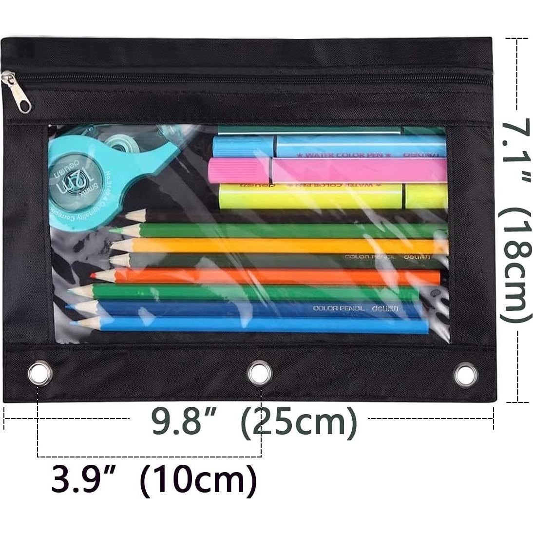 Funda de Lápiz SdeFe 3 Anillos con Ventana 8 Piezas Negro