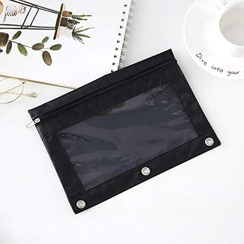 Funda de Lápiz SdeFe 3 Anillos con Ventana 8 Piezas Negro