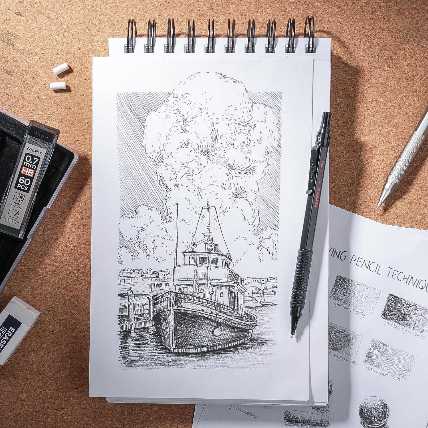 Set de Lápices Mecánicos Nicpro MP1000 0.5mm y 0.7mm