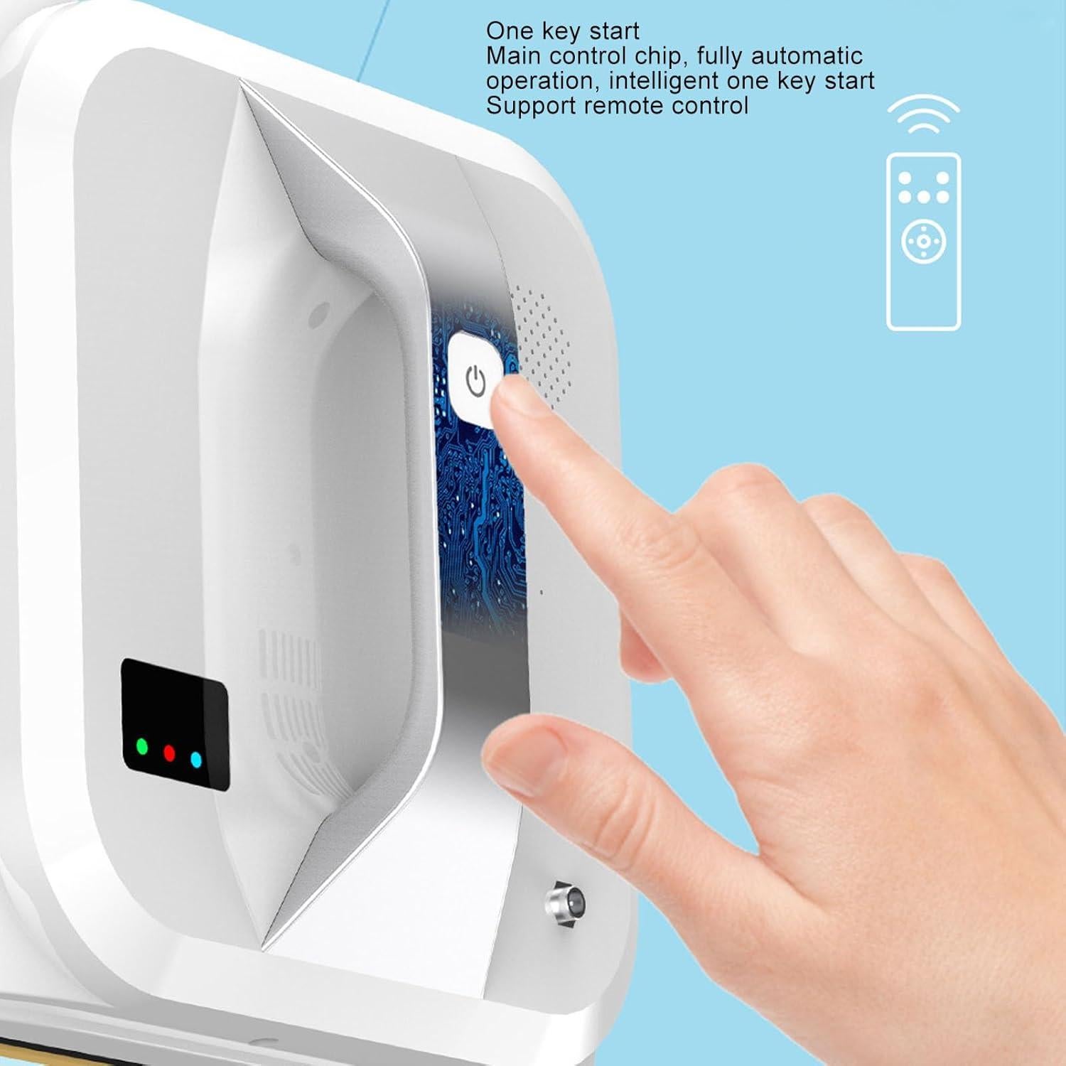 Window Cleaning Robot, Remote Control Window Vacuum Cleaner Automatic Window Cleaner with Water Spray Smart Window Glass Cleaner for High Rise, 2800pa Strong Suction, Low Noise