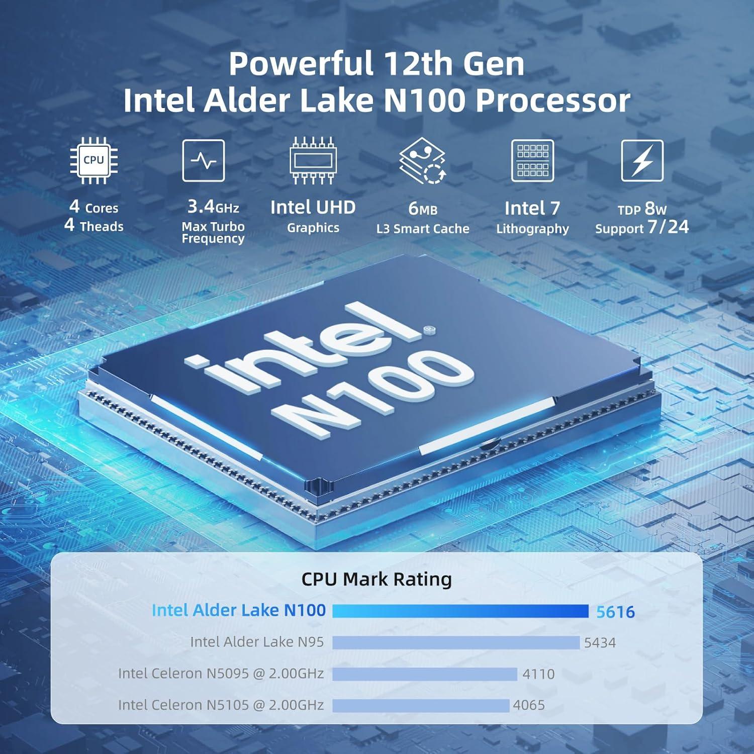 Mini PC MeLE Quieter4C 12th Gen 8GB 128GB 4K Triple Pantalla