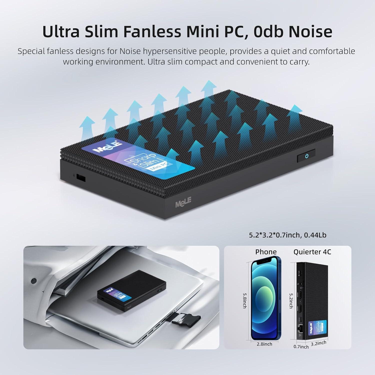 Mini PC MeLE Quieter4C 12th Gen 8GB 128GB 4K Triple Pantalla