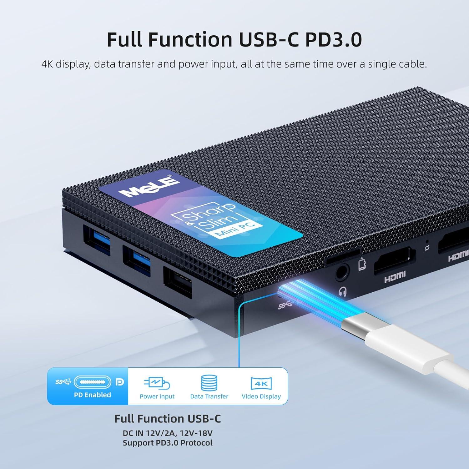 Mini PC MeLE Quieter4C 12th Gen 8GB 128GB 4K Triple Pantalla