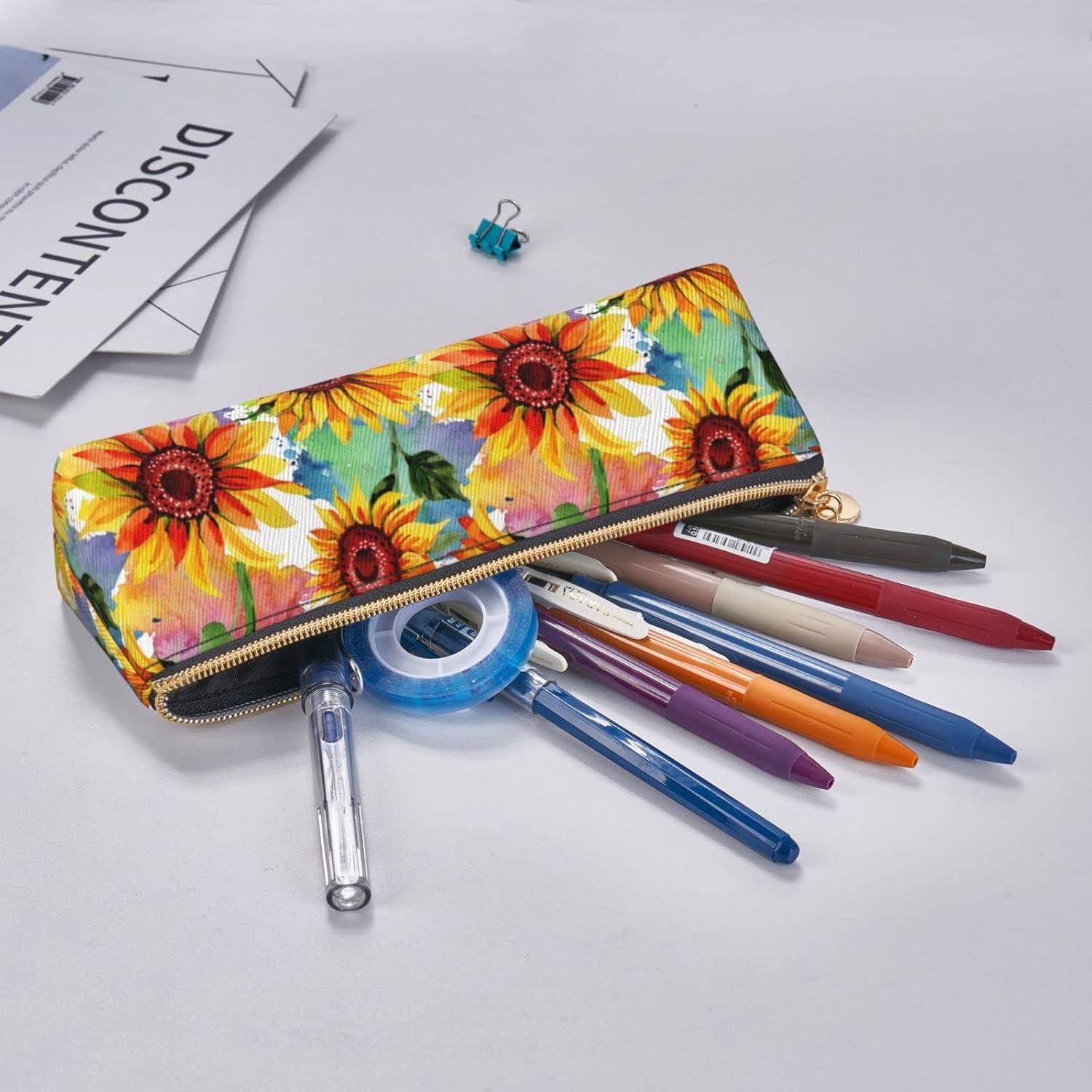 Estuche de Lápiz OUZPGAQ Girasol Colorido Impermeable
