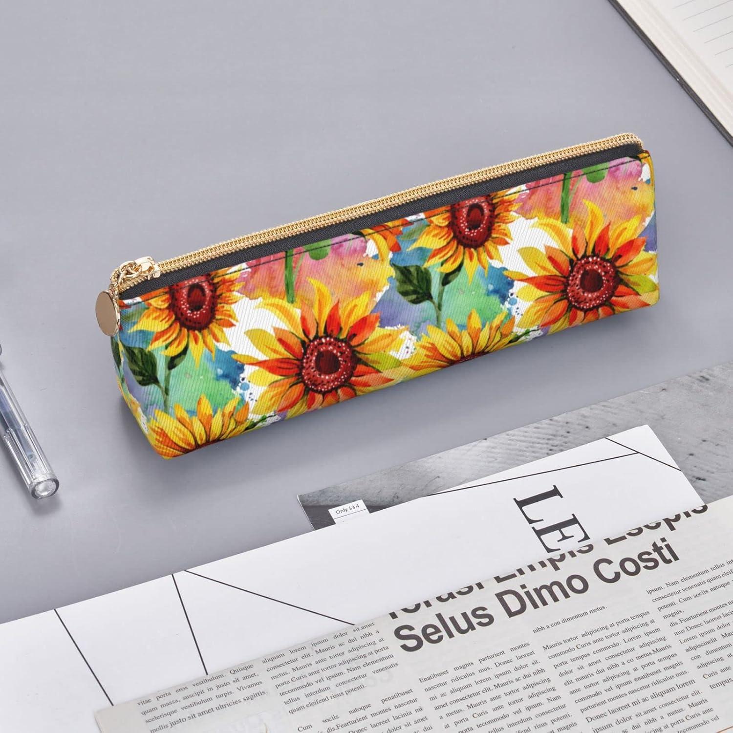 Estuche de Lápiz OUZPGAQ Girasol Colorido Impermeable