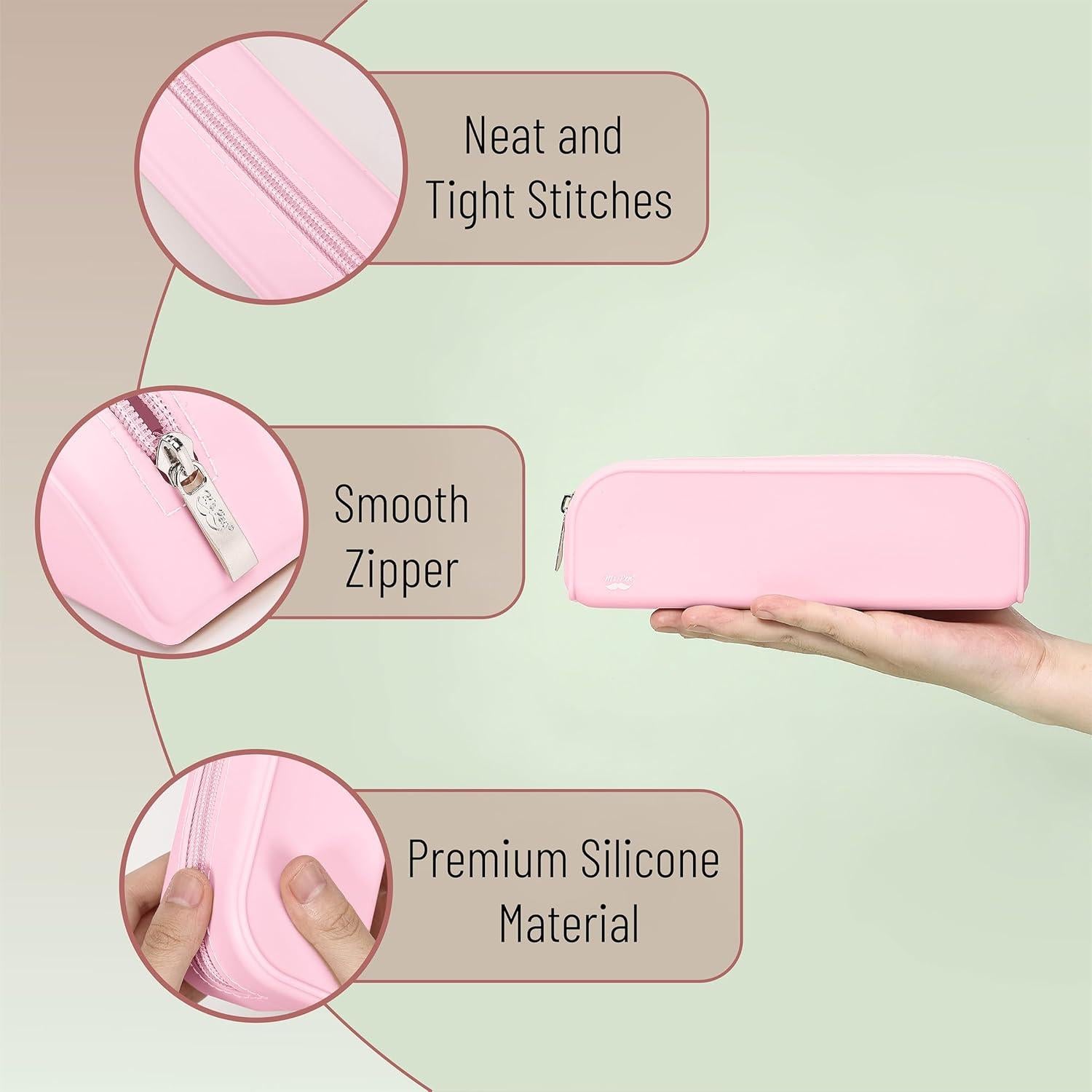 Estuche de Lápices Mr. Pen Rosa Claro de Silicona