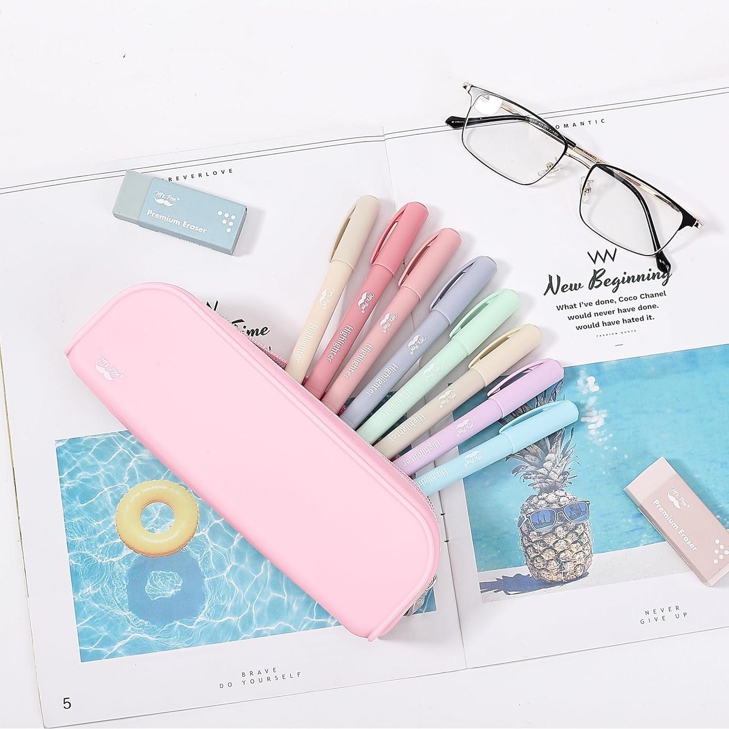 Estuche de Lápices Mr. Pen Rosa Claro de Silicona