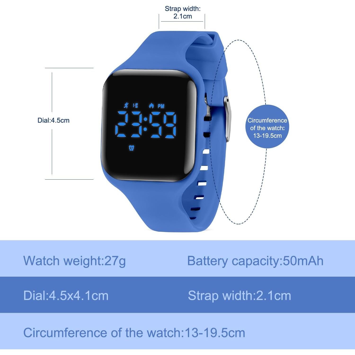 Reloj Deportivo Digital para Niños Marca 022-E Azul Frío