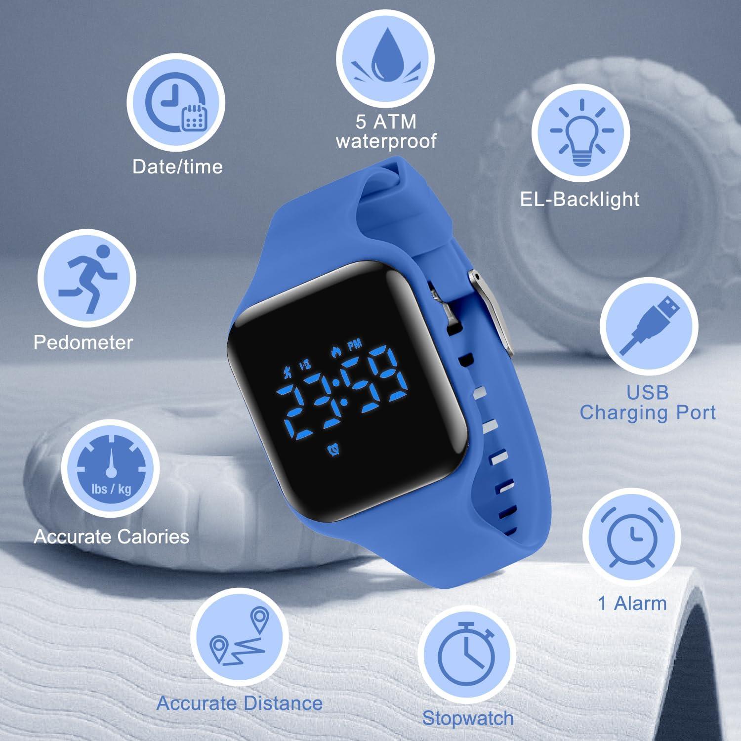Reloj Deportivo Digital para Niños Marca 022-E Azul Frío