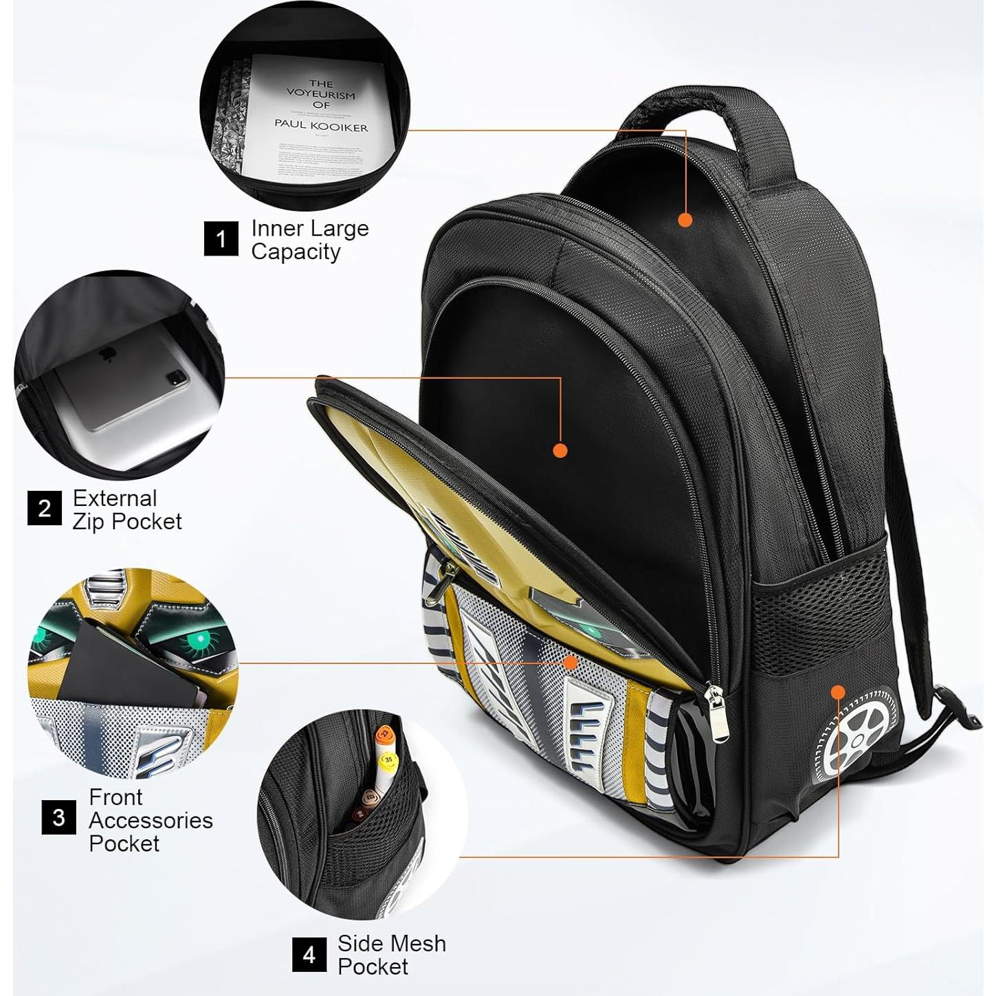 Mochila Dilunar para Niños 40x30x15 cm Amarilla