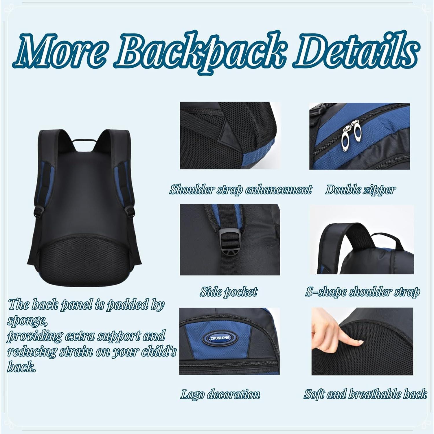 Mochila Escolar VIDOSCLA Azul Profundo 32x19x46cm 27.9L