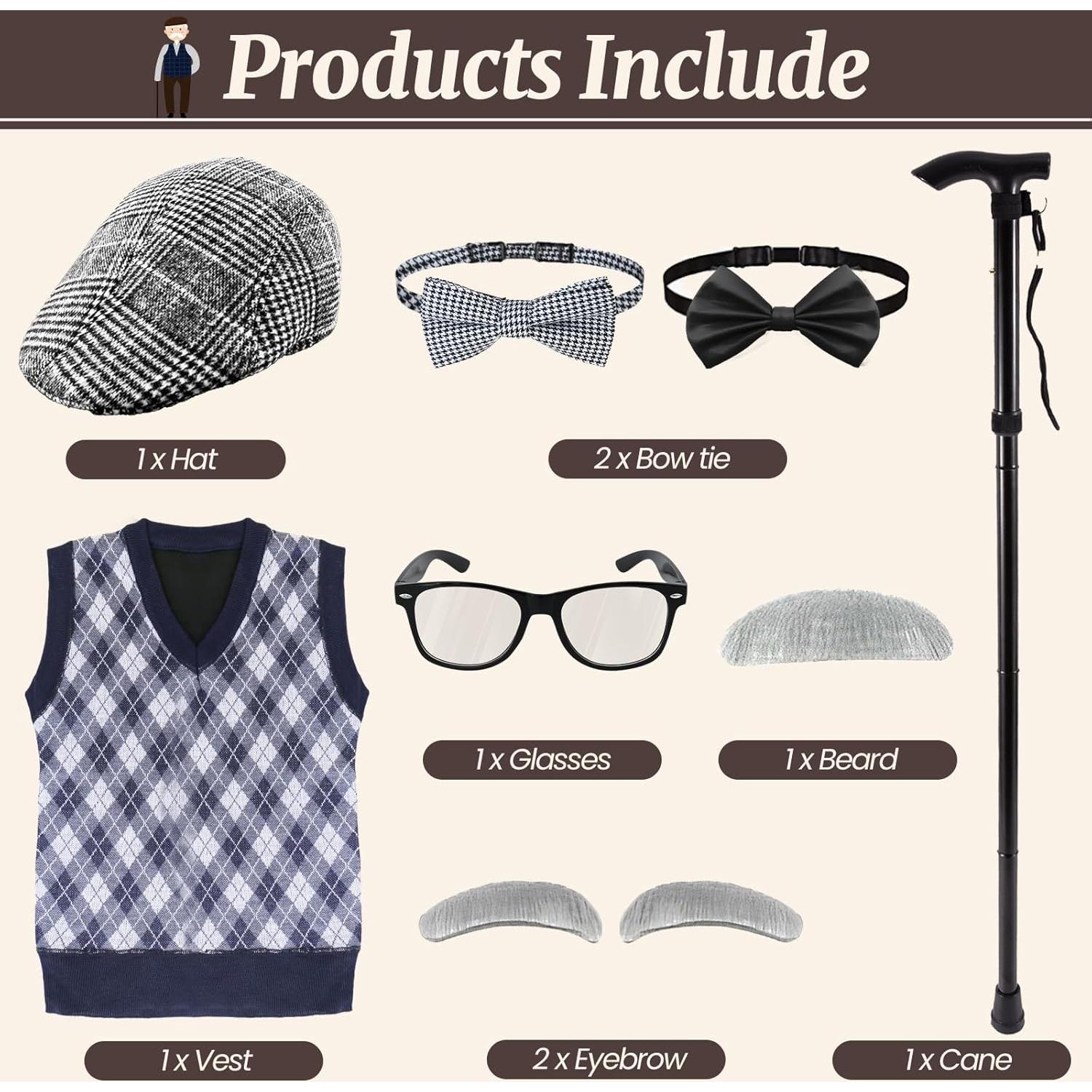 Disfraz de Abuelo para Niños Kitimi 100 Días Escuela