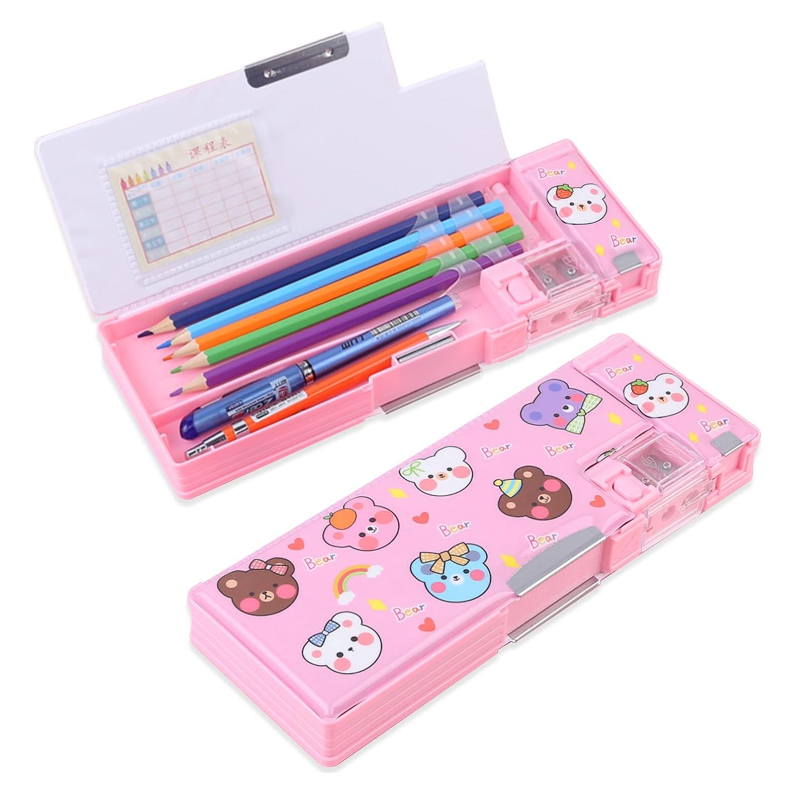 Estuche Organizador de Lápices LilyBeauty Oso Rosa 24x9cm