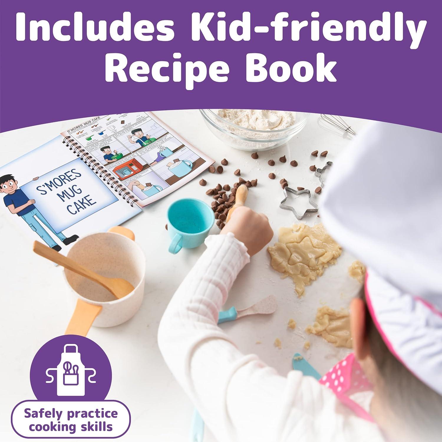 Juego de Chef Jaxojoy para Niñas - 12 Piezas, Delantal Rosa