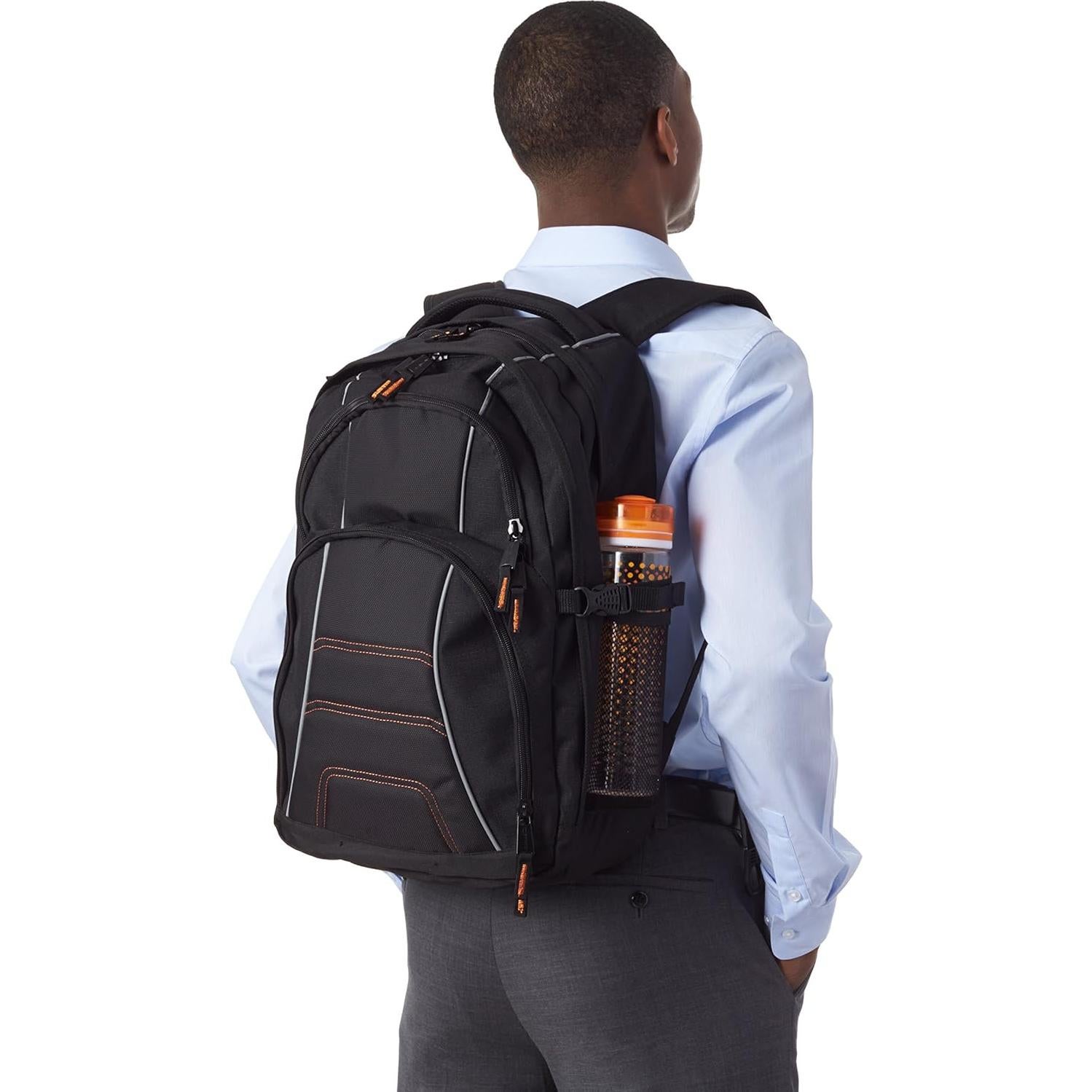 Mochila Amazon Basics para Laptop 17" Negra - Escuela y Trabajo