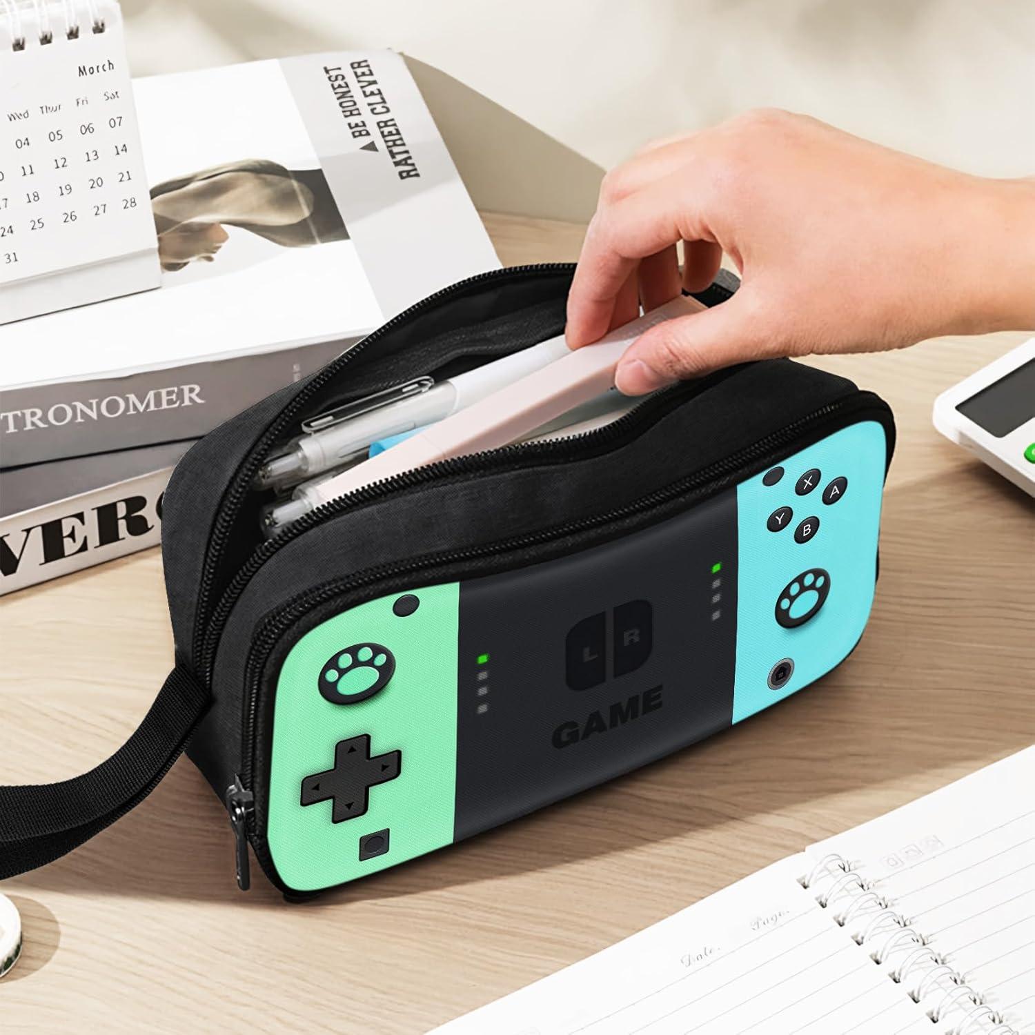 Estuche de Lápices JIRAIKEI Verde y Azul 2 Compartimentos