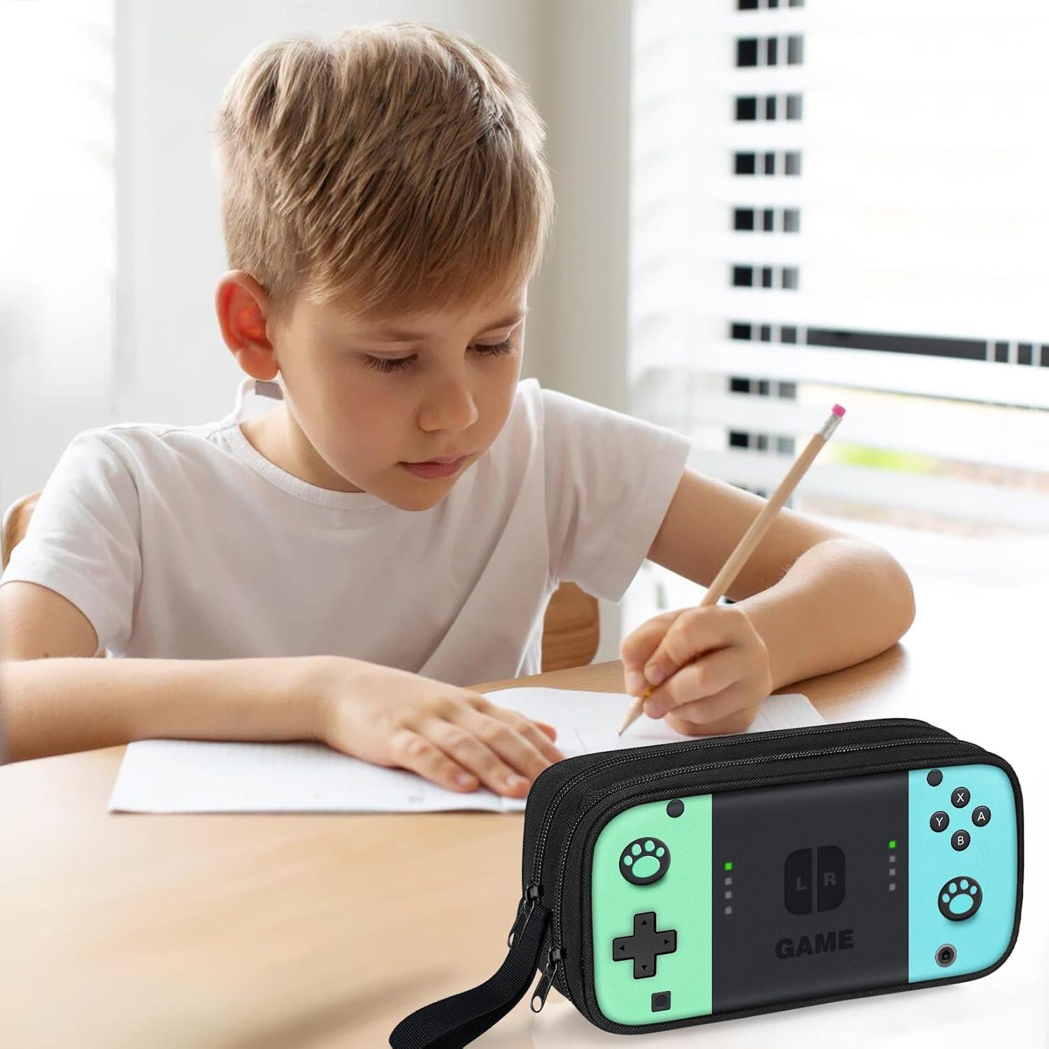 Estuche de Lápices JIRAIKEI Verde y Azul 2 Compartimentos