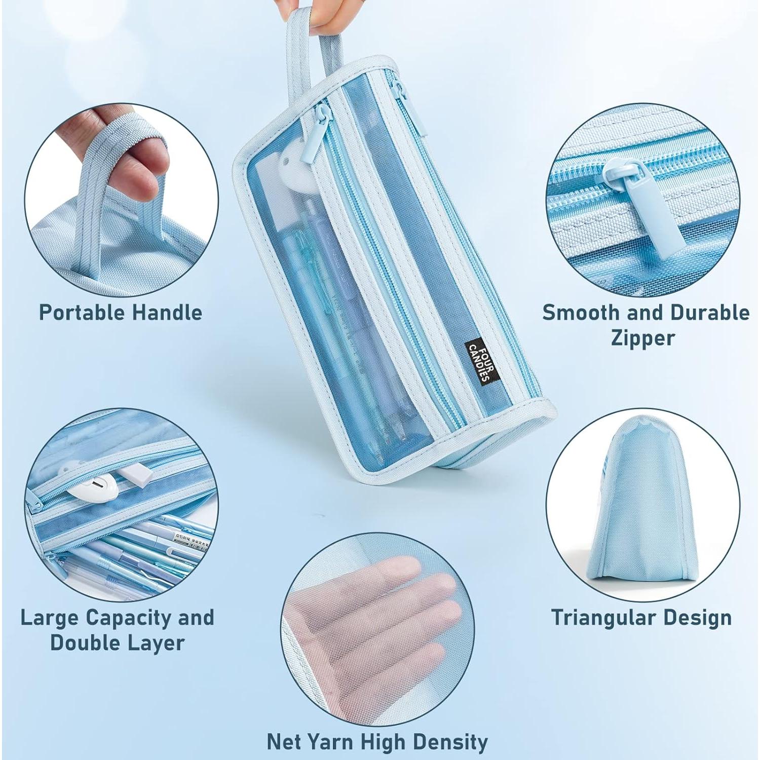 Estuche de Lápices Cuatro Caramelos Doble Capa Transparente