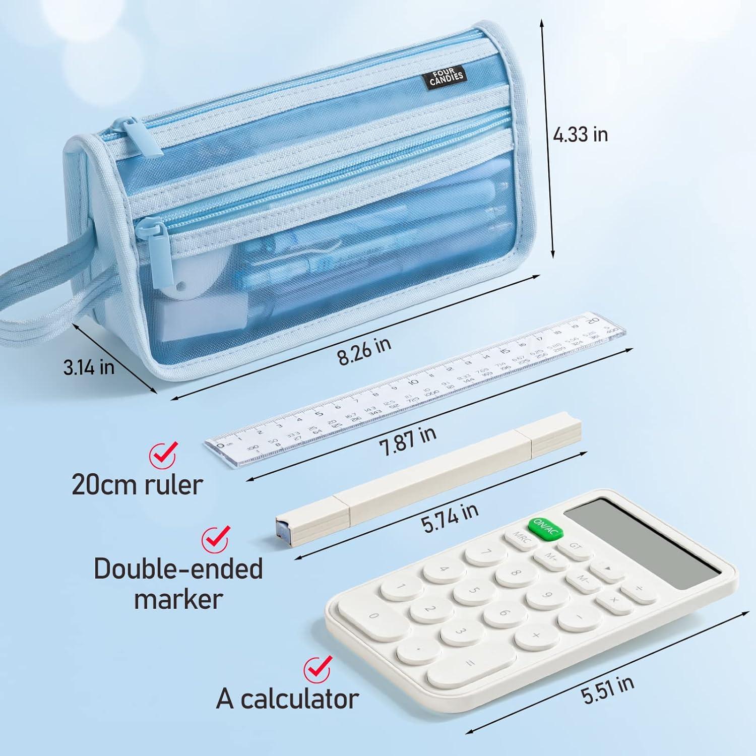 Estuche de Lápices Cuatro Caramelos Doble Capa Transparente