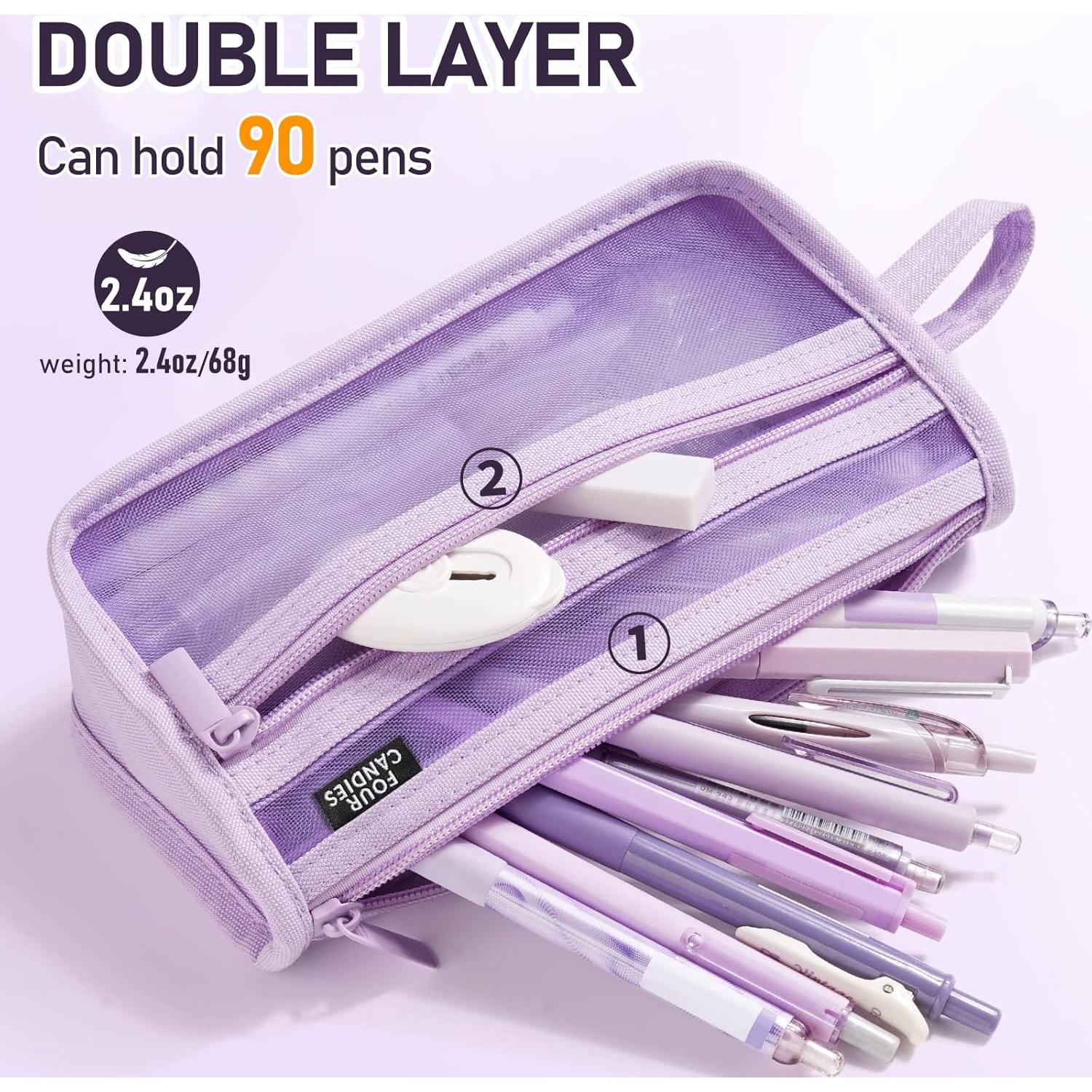 Estuche de Lápices Cuatro Caramelos Doble Capa Transparente