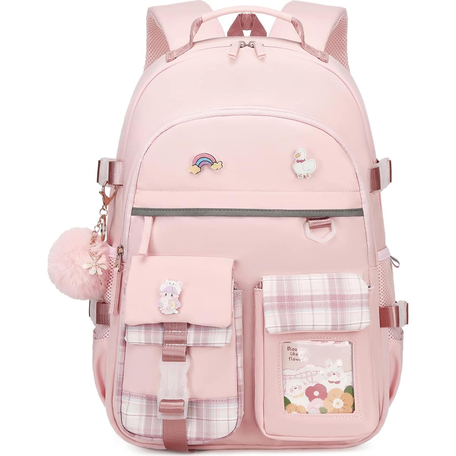Mochila Escolar Grande para Niñas Rosa - Laptop 15.6"