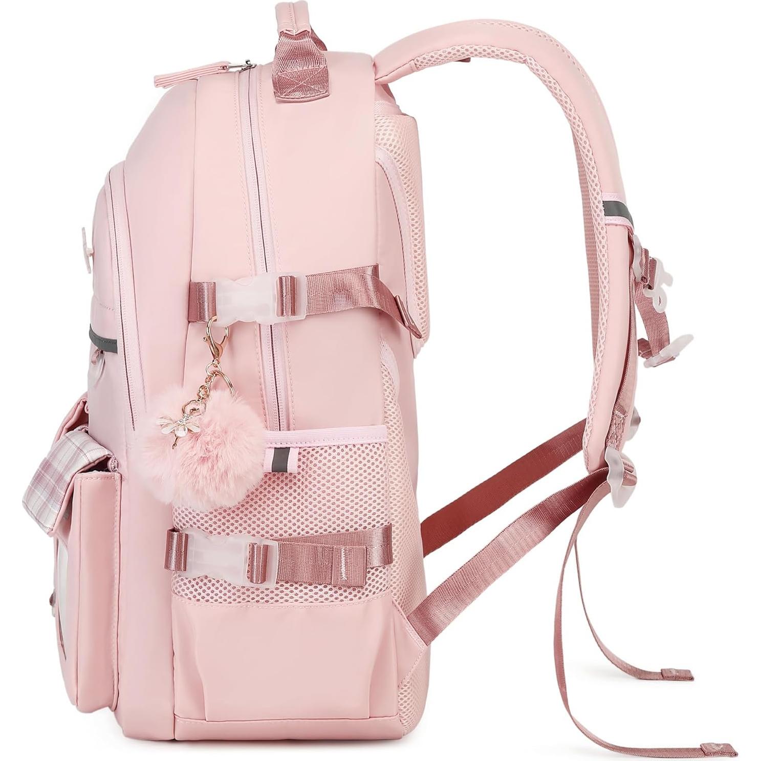 Mochila Escolar Grande para Niñas Rosa - Laptop 15.6"