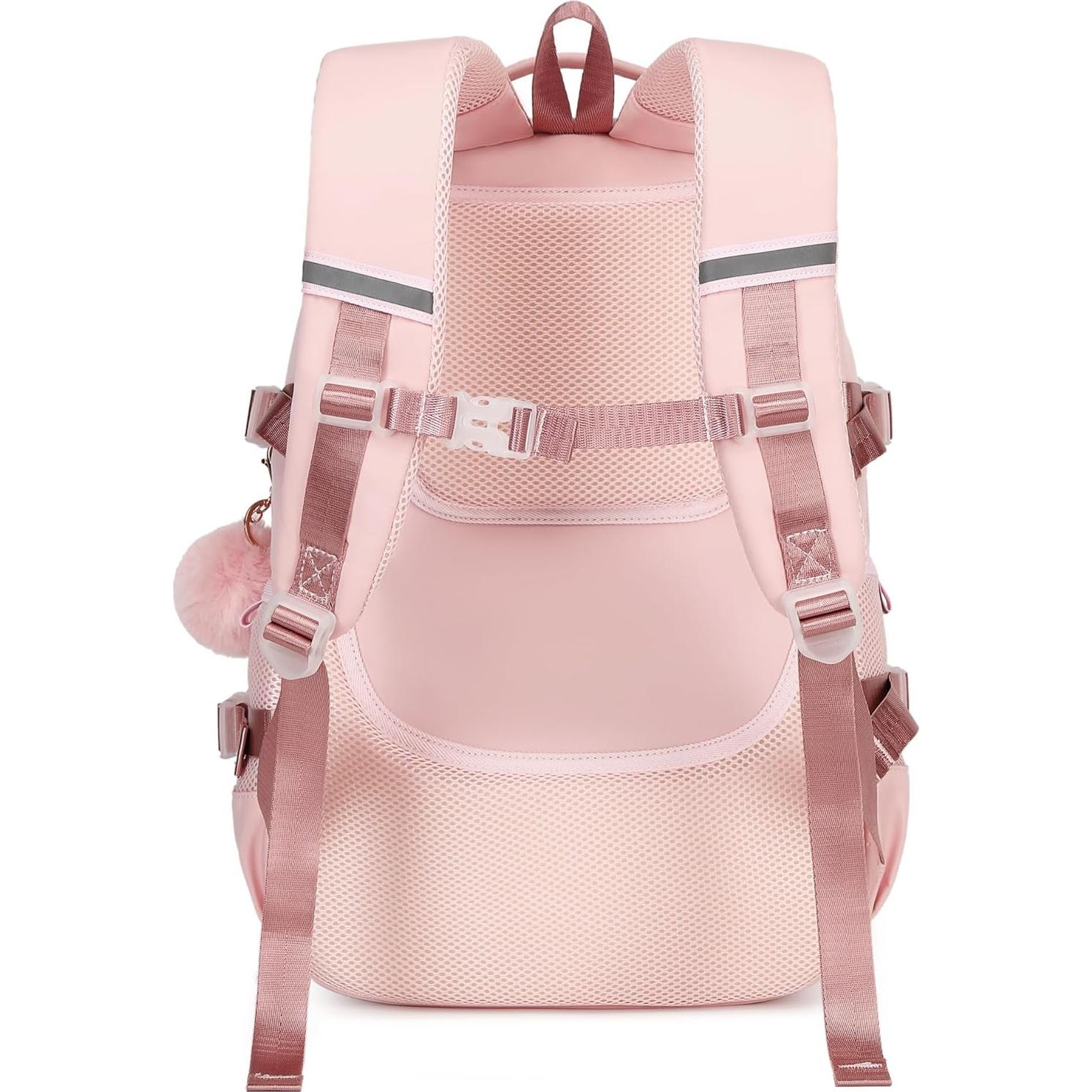 Mochila Escolar Grande para Niñas Rosa - Laptop 15.6"