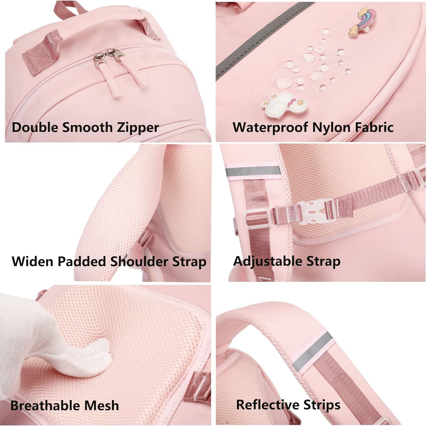 Mochila Escolar Grande para Niñas Rosa - Laptop 15.6"