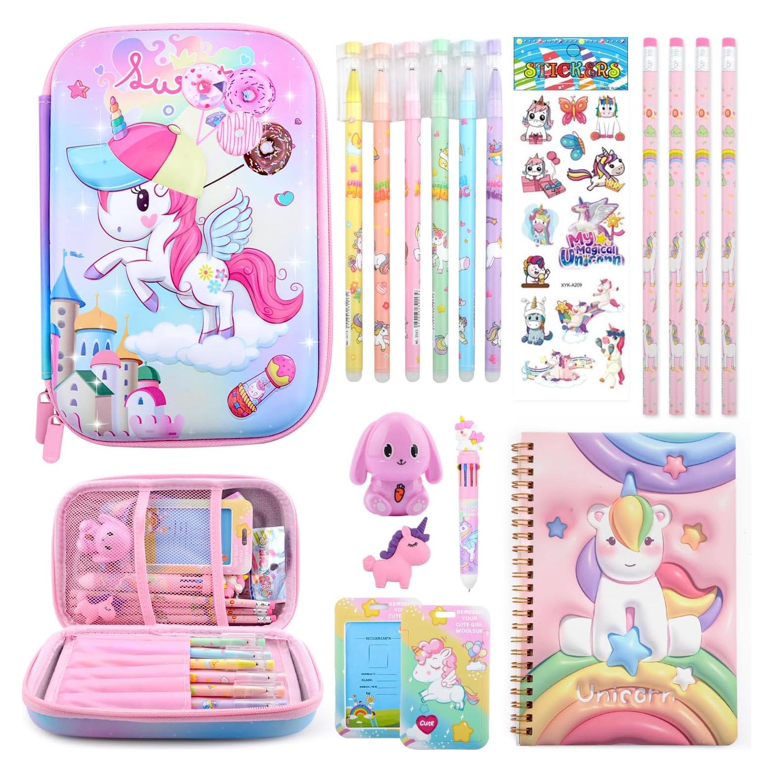 Estuche de Lápices Unicornio Coosilion Rosa 3 Capas Kawaii