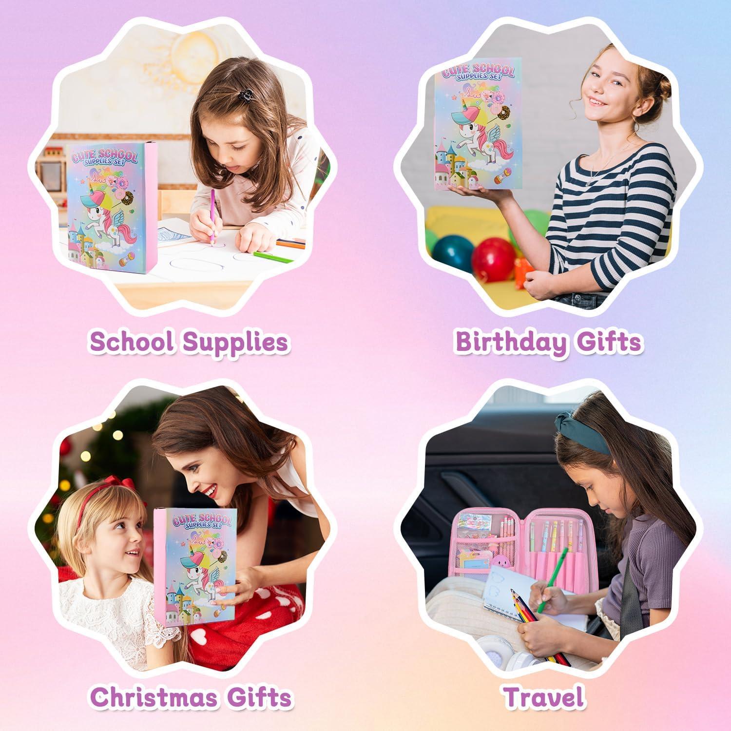 Estuche de Lápices Unicornio Coosilion Rosa 3 Capas Kawaii