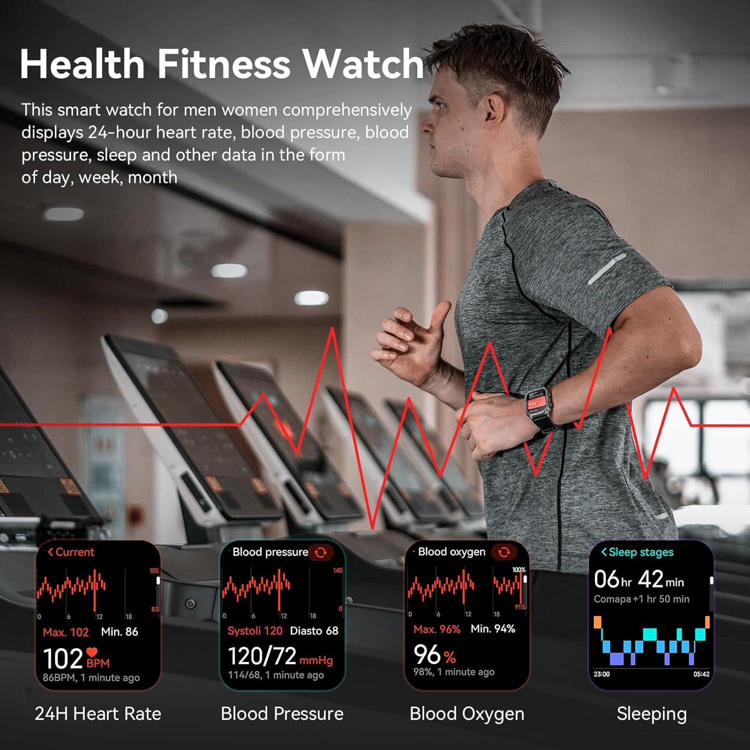 Reloj Inteligente AMAZTIM M3, Pantalla 5.08 cm, 60 Días Batería