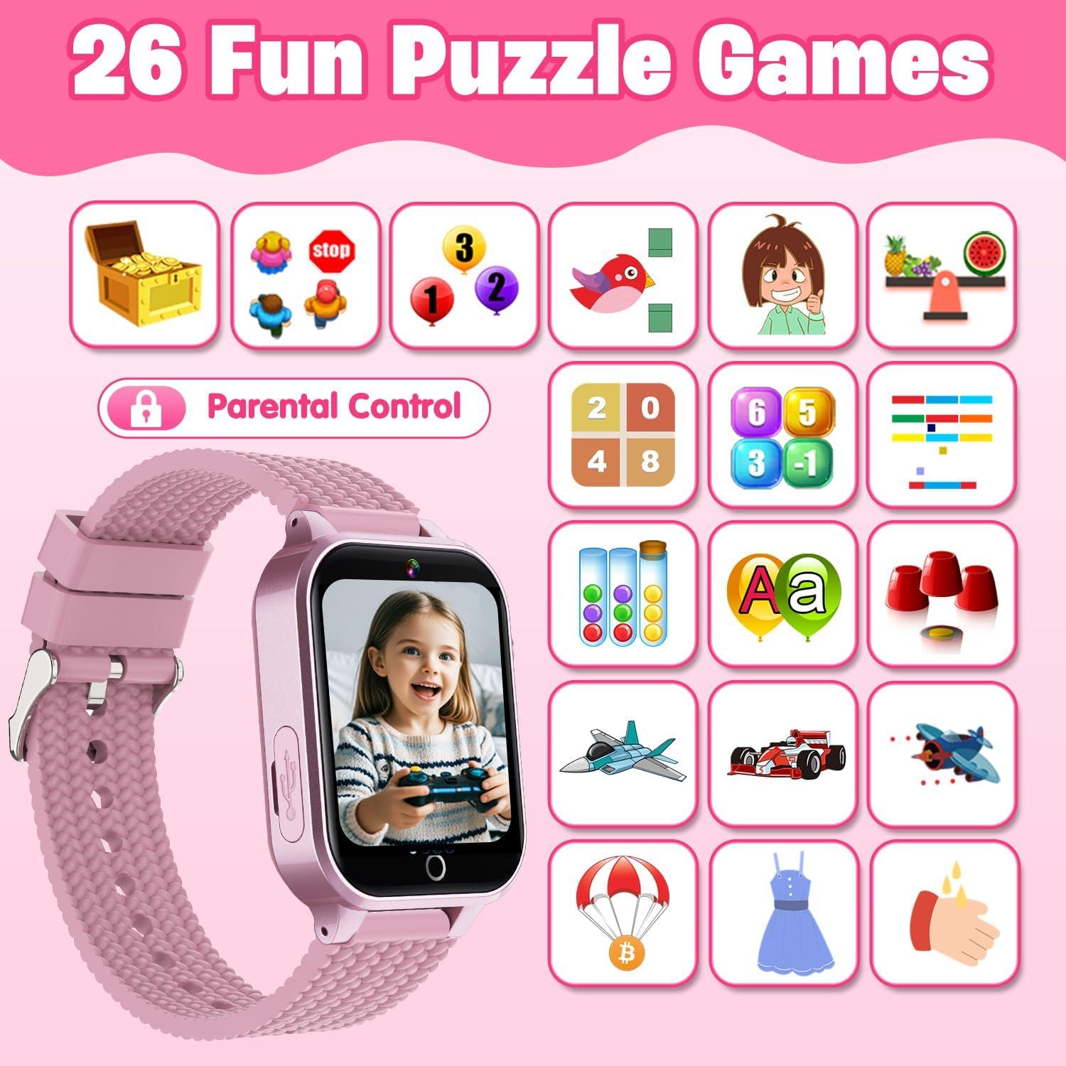 Reloj Inteligente Melontti Rosa para Niñas 5-12 Años con Juegos