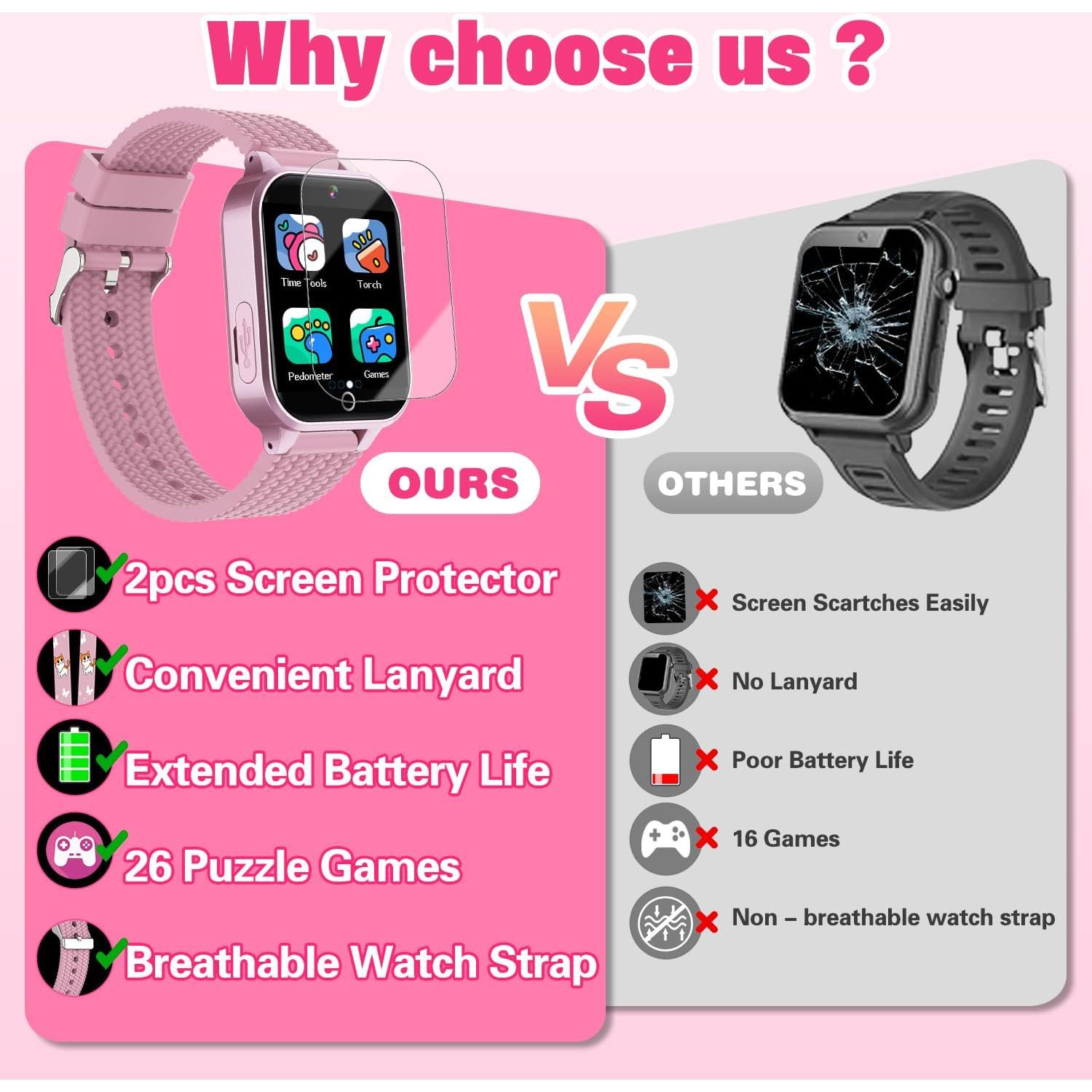 Reloj Inteligente Melontti Rosa para Niñas 5-12 Años con Juegos