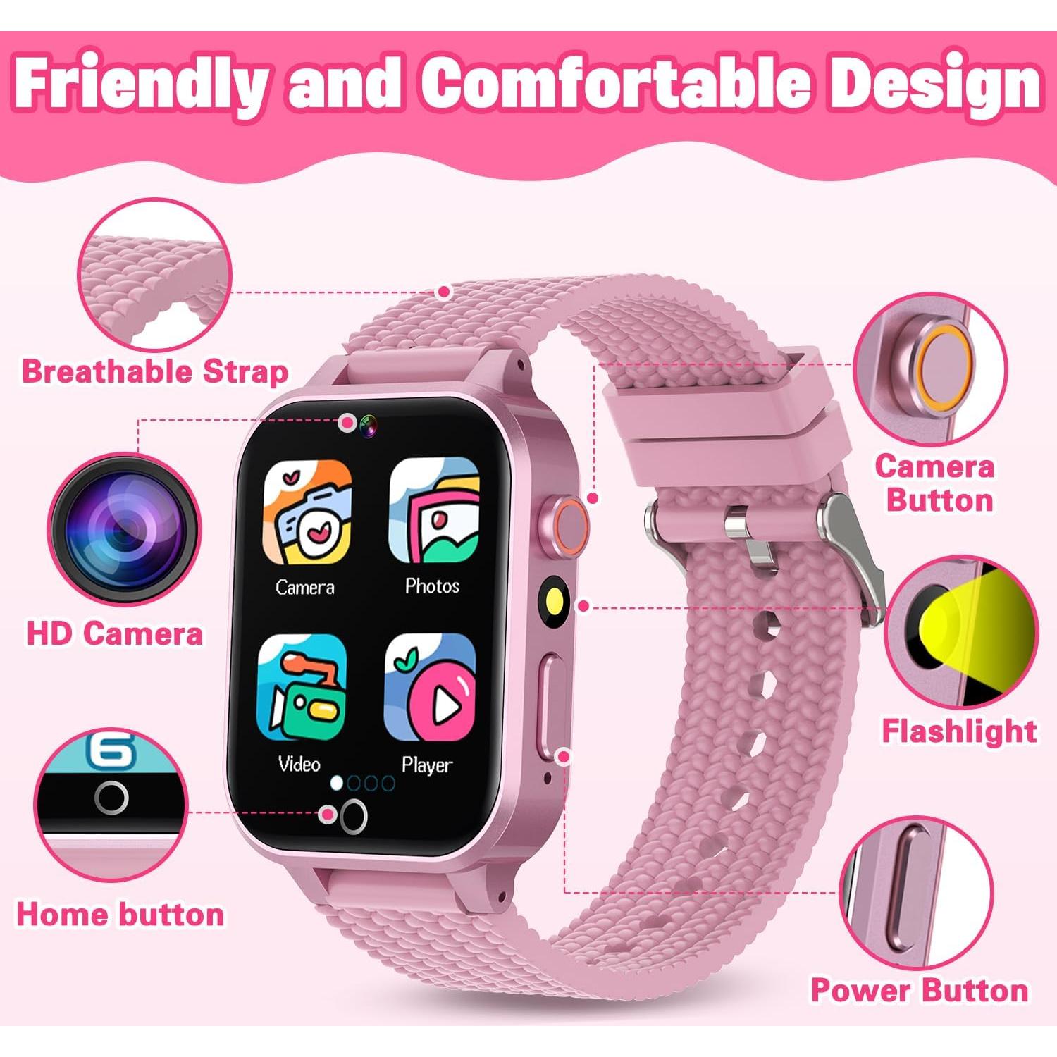 Reloj Inteligente Melontti Rosa para Niñas 5-12 Años con Juegos