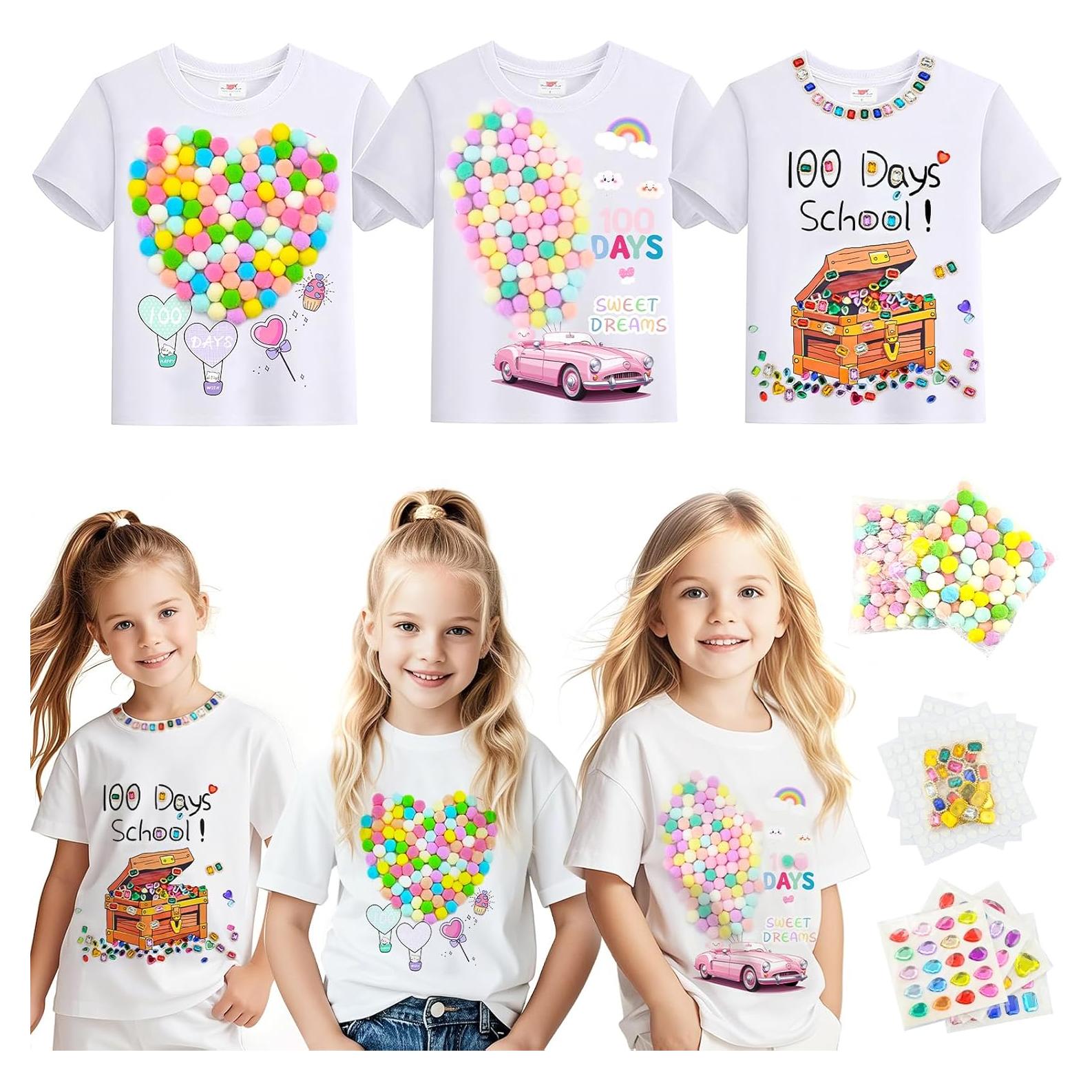 Kit de Camisetas DIY 100 Días Escuela - 3 Piezas Niños