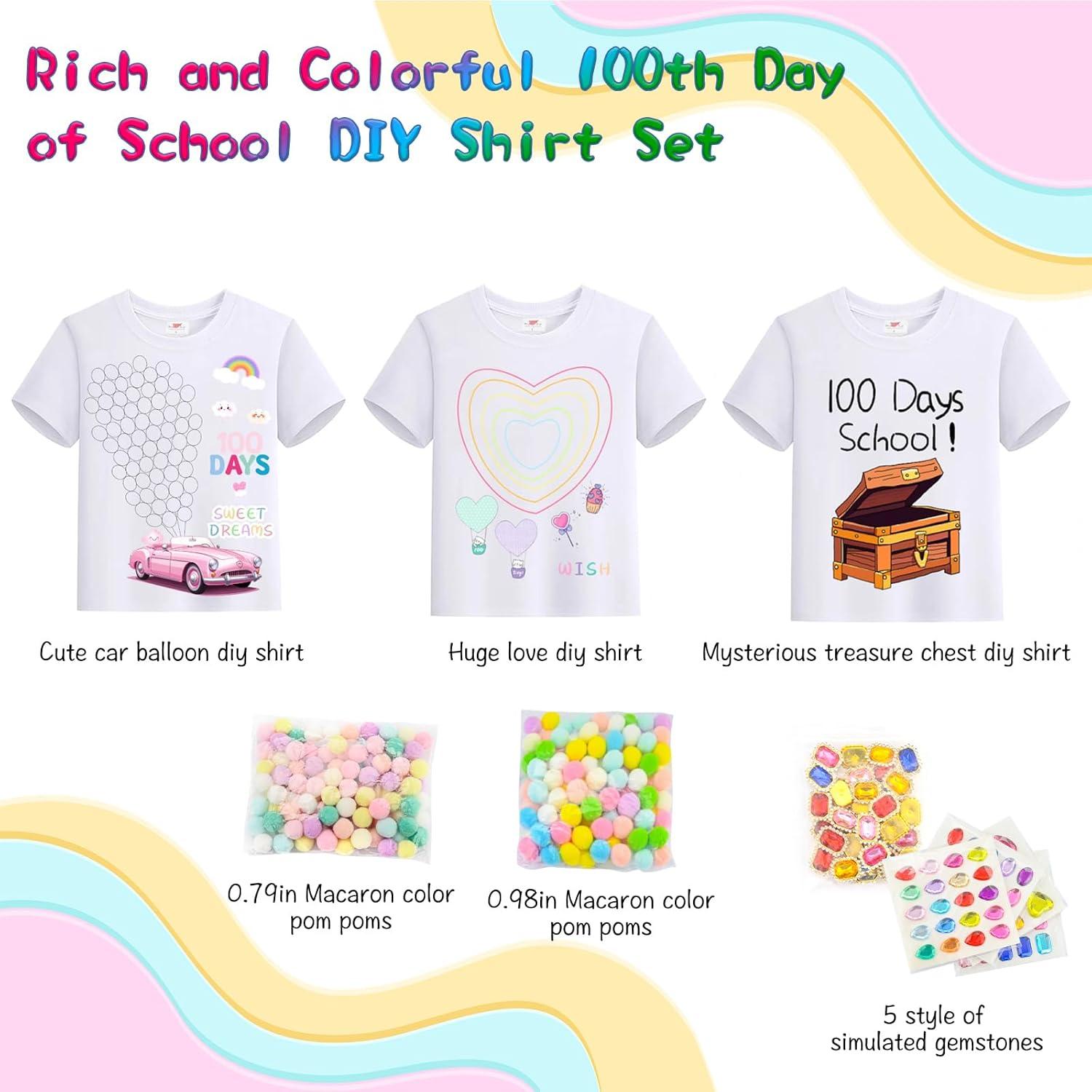 Kit de Camisetas DIY 100 Días Escuela - 3 Piezas Niños