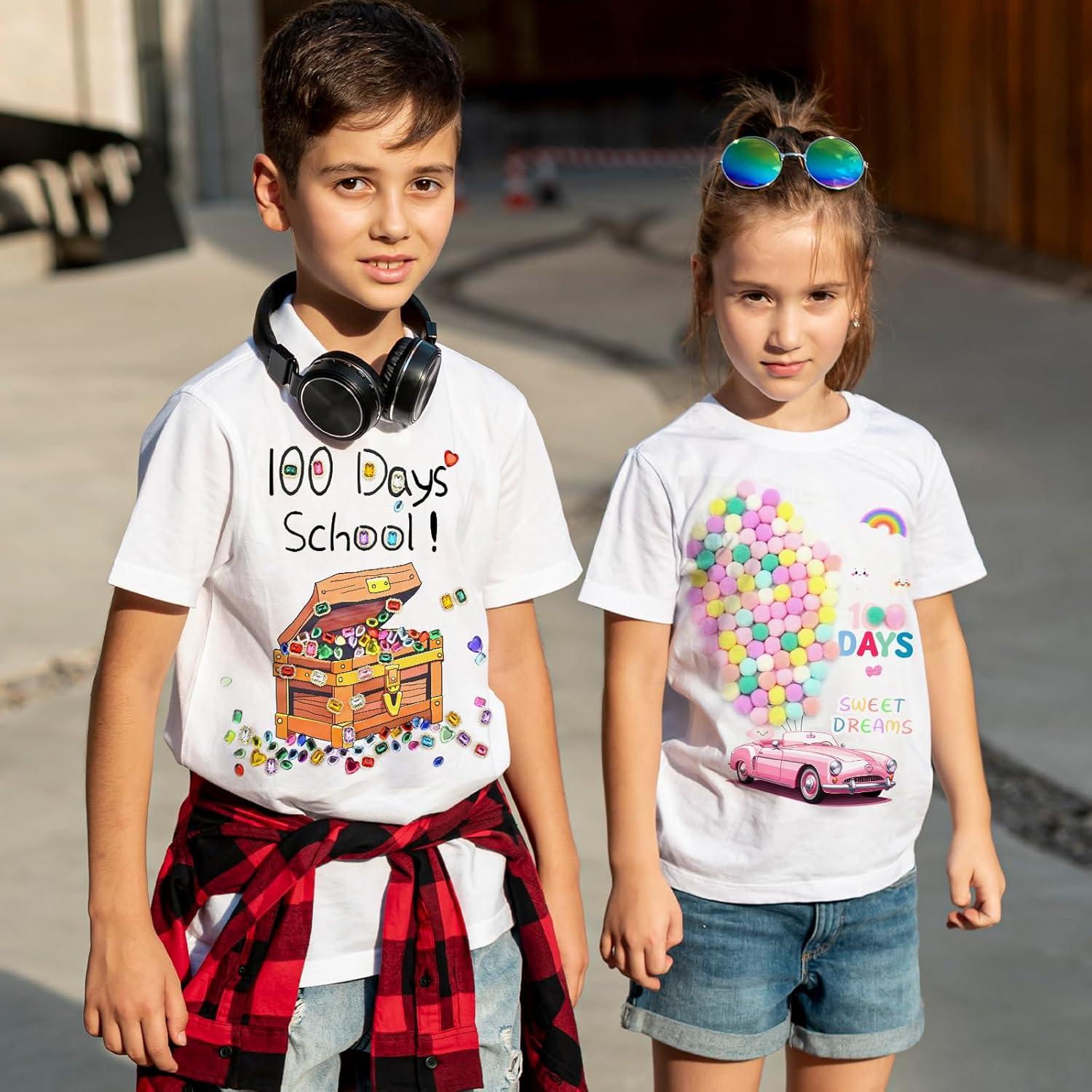 Kit de Camisetas DIY 100 Días Escuela - 3 Piezas Niños