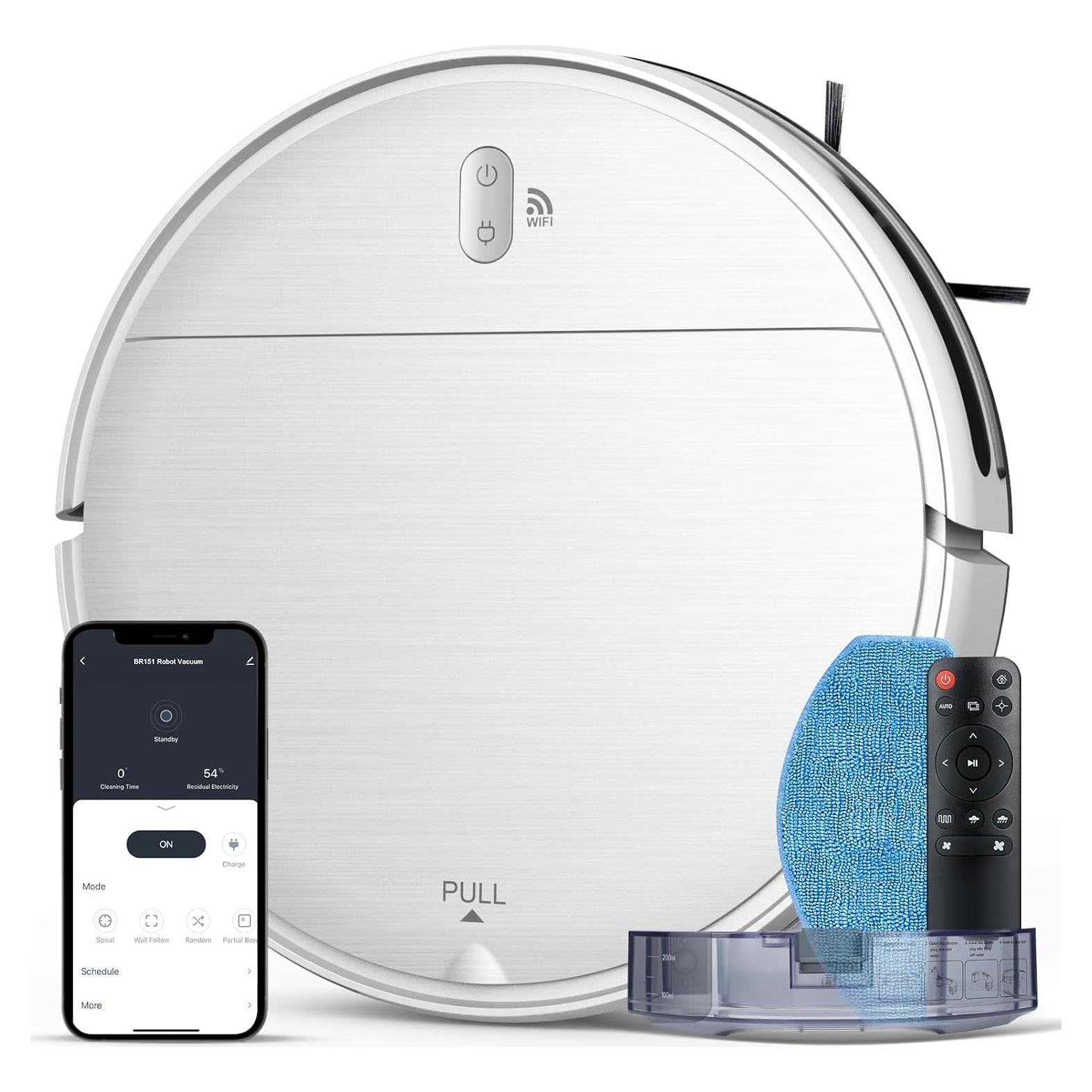 MAMNV Robot Vacuum and Mop, Robotic Vacuum Cleaner with Alexa/Voice/App,for Pet Hair, Self-Charging & Zigzag Path Cleaning, 2 in 1 for Carpet & Hard Floor