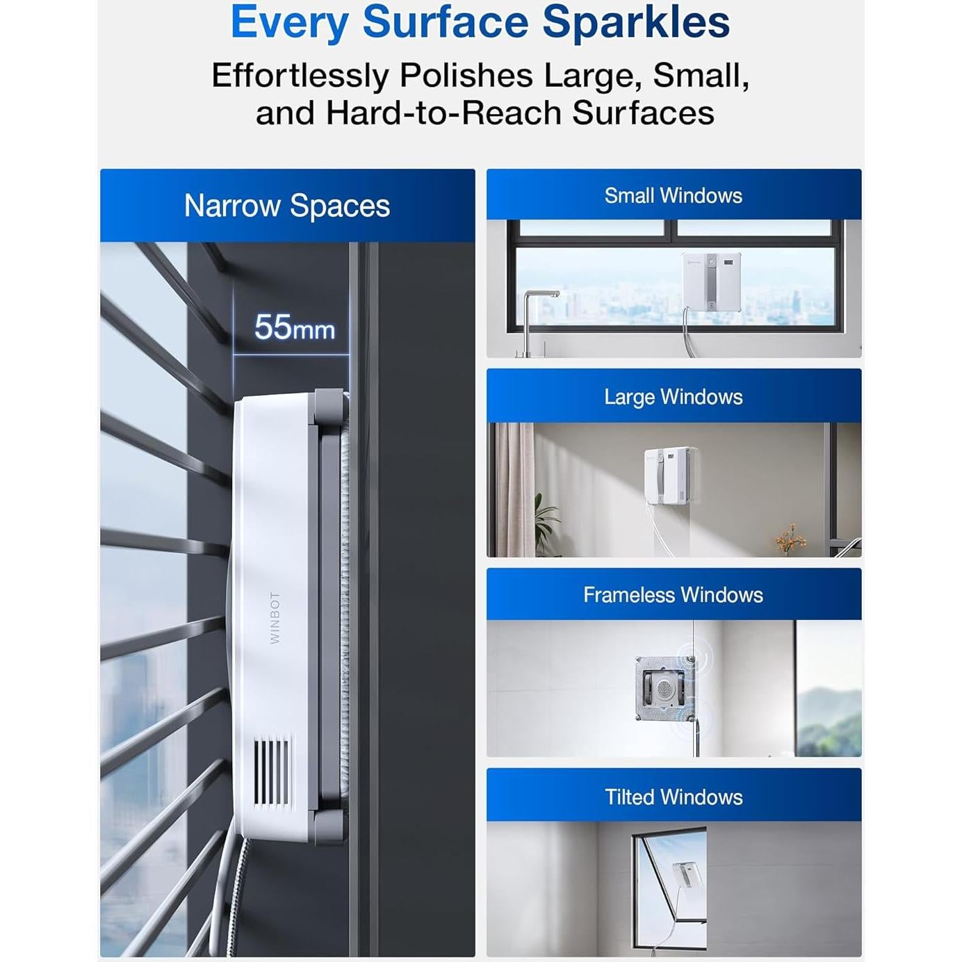 Robot Limpiador de Ventanas ECOVACS WINBOT Mini - Compacto, 3 Modos