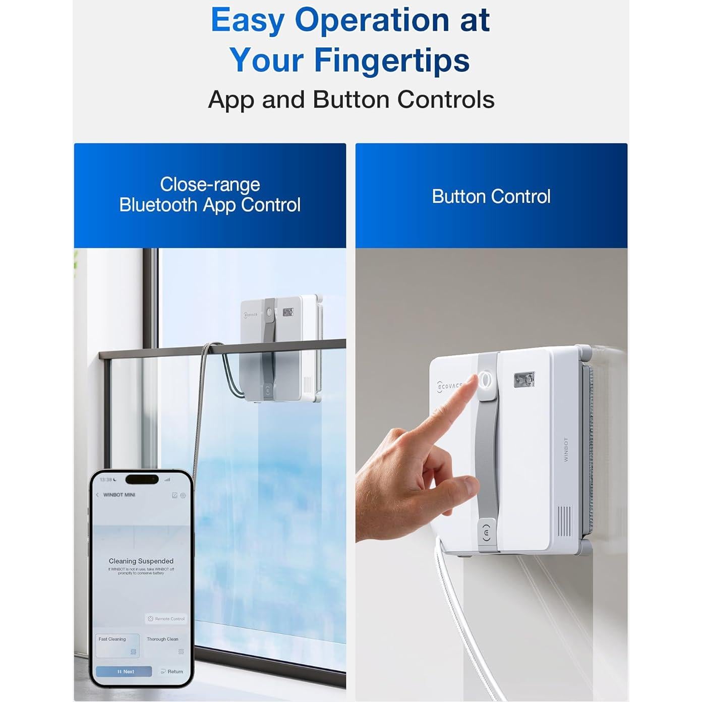 Robot Limpiador de Ventanas ECOVACS WINBOT Mini - Compacto, 3 Modos
